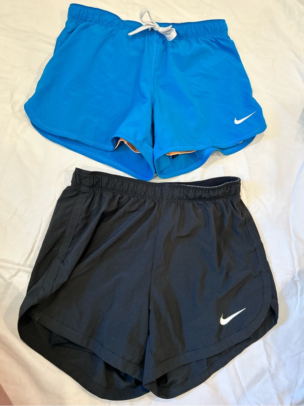 LOT OF 2- Nike Women's Running Shorts Sz Small Blue & Black Spandex Liner